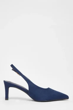 Quiz Wide Fit Slingback Court Heels Navy Online