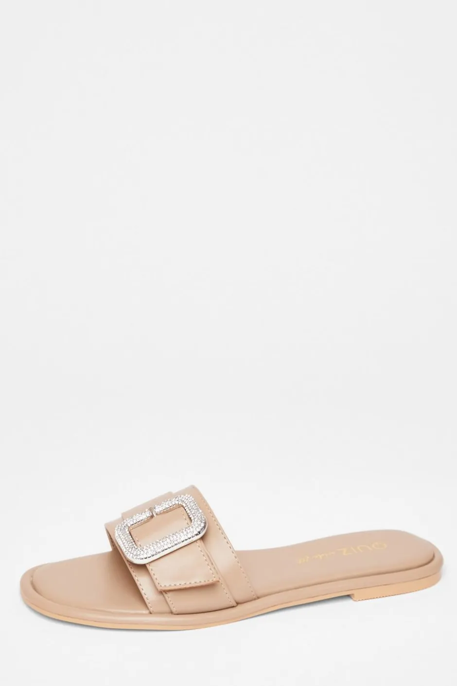 Quiz Wide Fit Diamante Buckle Sandals Nude