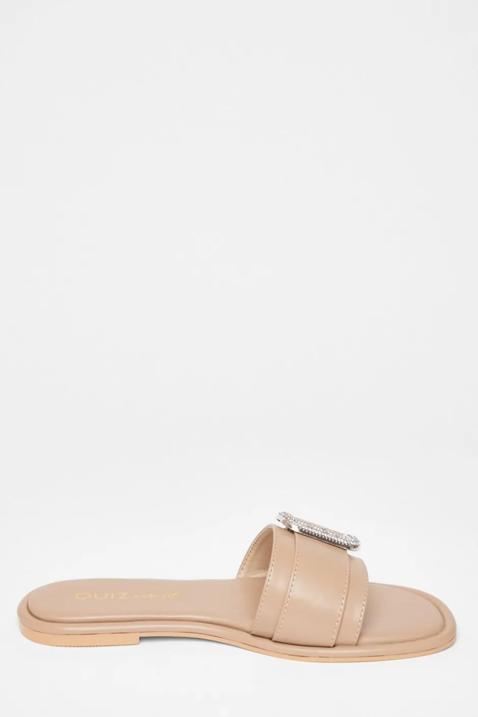 Quiz Wide Fit Diamante Buckle Sandals Nude