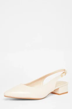 Quiz Wide Fit Faux Leather Pumps Nude Clearance