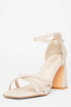Quiz Wide Fit Faux Leather Block Heels Nude Best