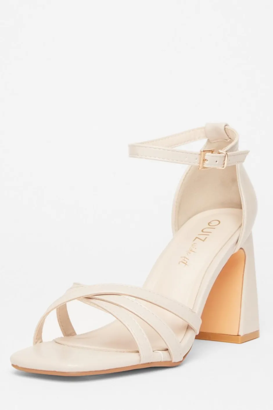 Quiz Wide Fit Faux Leather Block Heels Nude Best