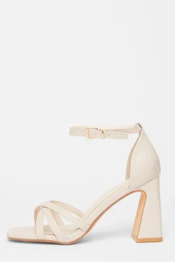 Quiz Wide Fit Faux Leather Block Heels Nude Best