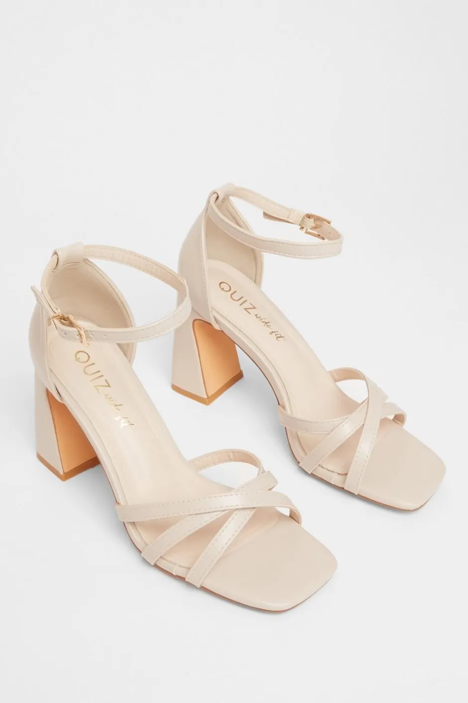 Quiz Wide Fit Faux Leather Block Heels Nude Best