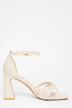Quiz Wide Fit Faux Leather Block Heels Nude Best