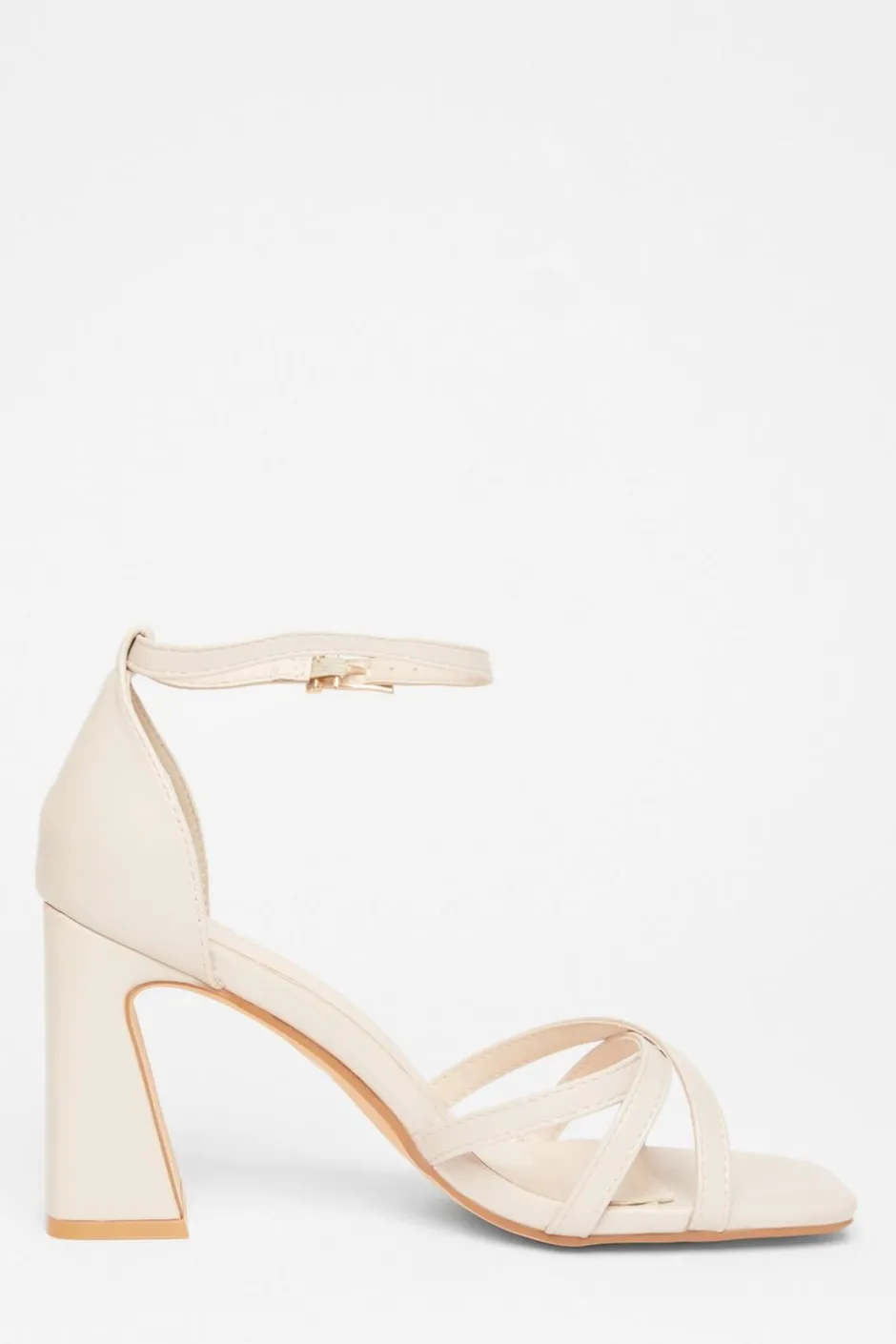 Quiz Wide Fit Faux Leather Block Heels Nude Best