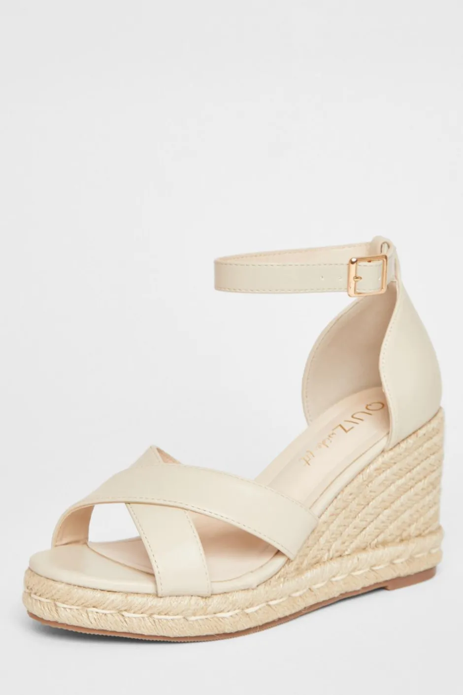 Quiz Wide Fit Faux Leather Wedges Nude Online