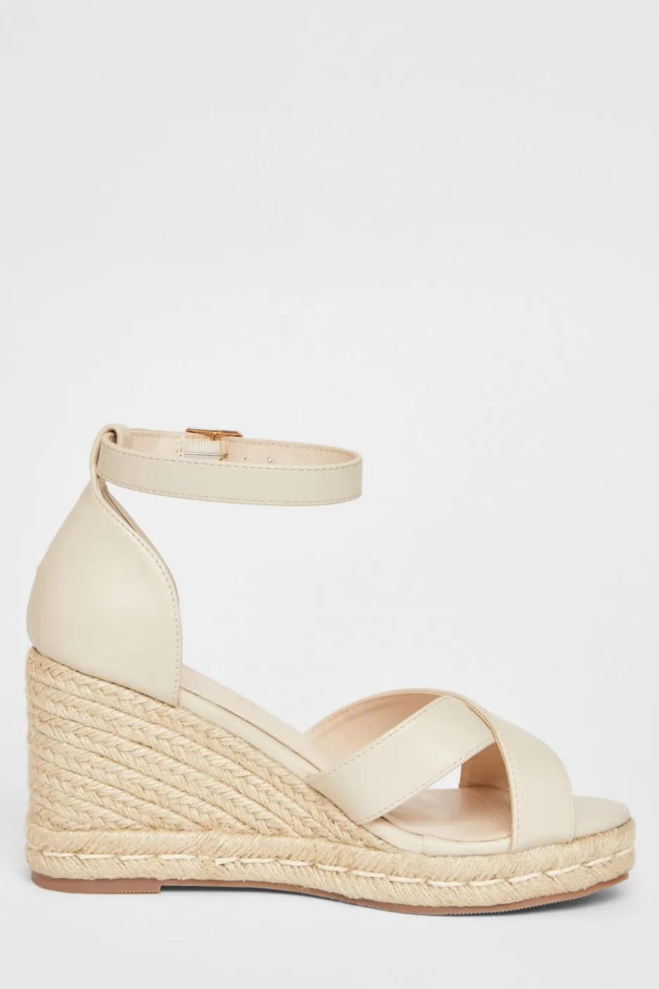 Quiz Wide Fit Faux Leather Wedges Nude Online
