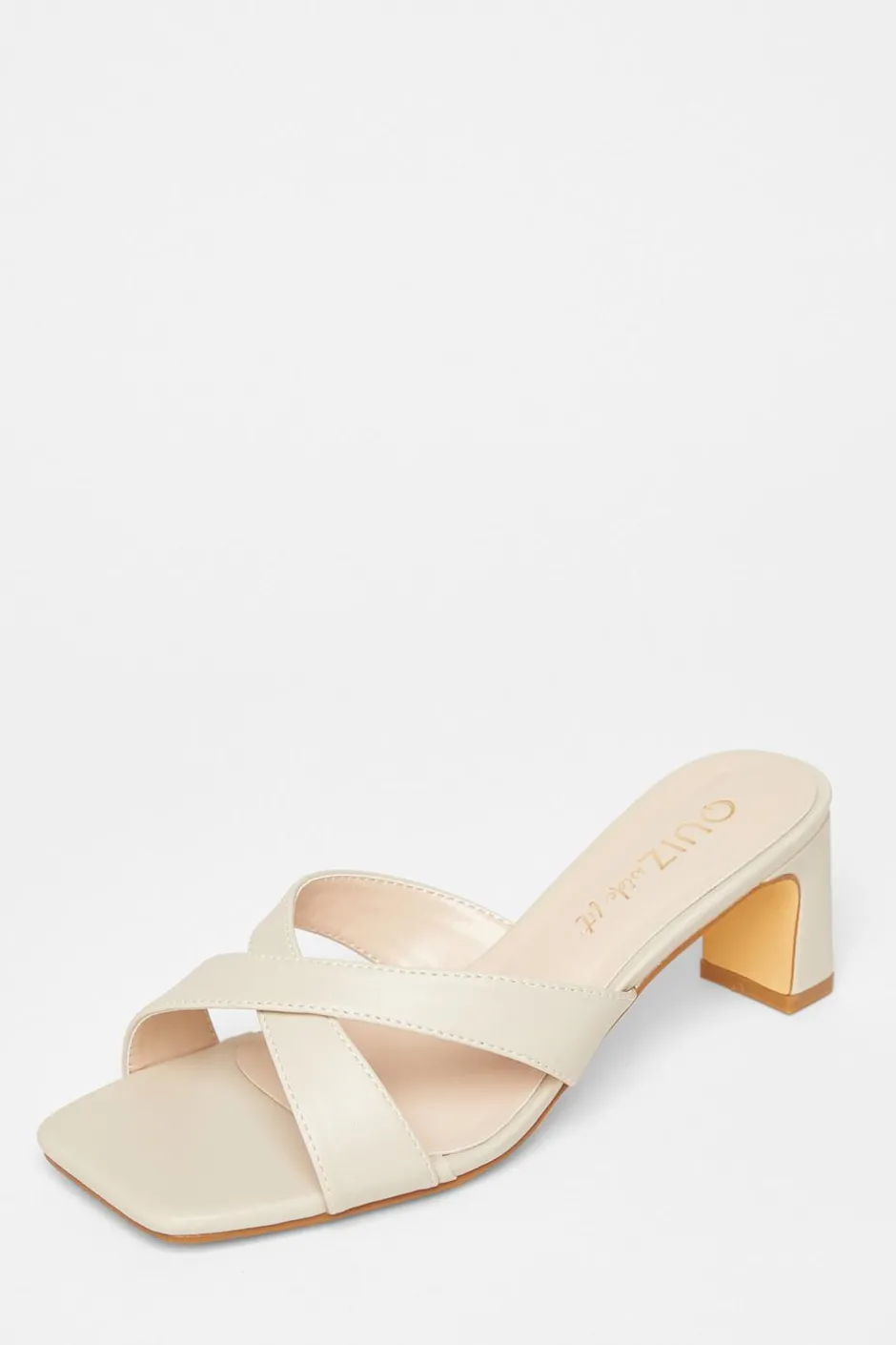 Quiz Wide Fit Mule Heels Nude Sale