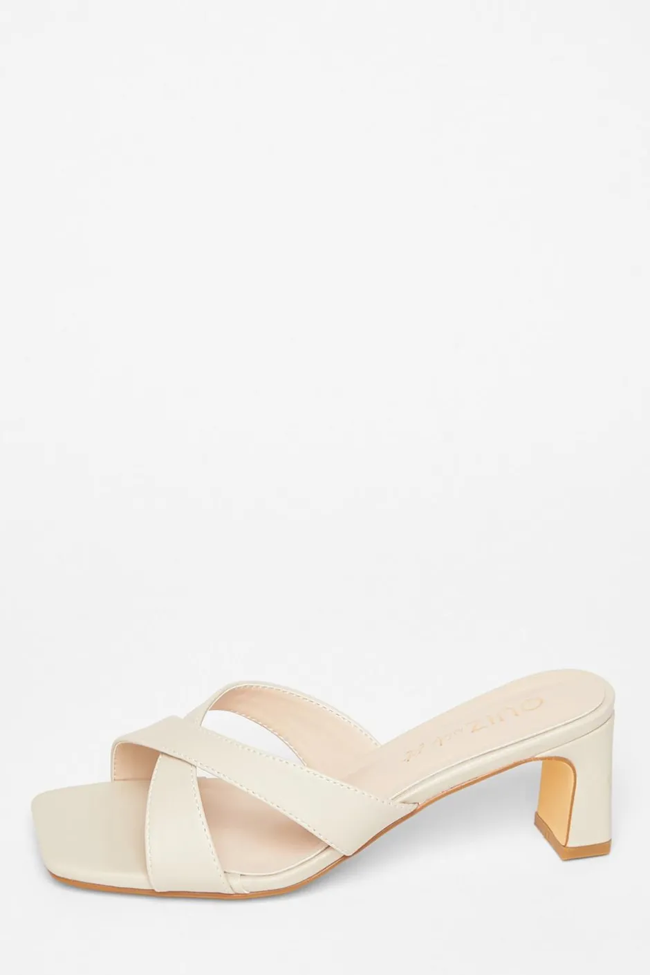 Quiz Wide Fit Mule Heels Nude Sale
