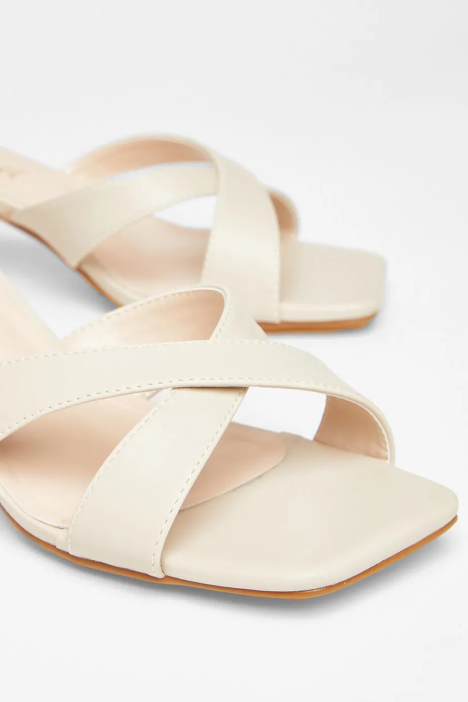 Quiz Wide Fit Mule Heels Nude Sale
