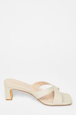 Quiz Wide Fit Mule Heels Nude Sale