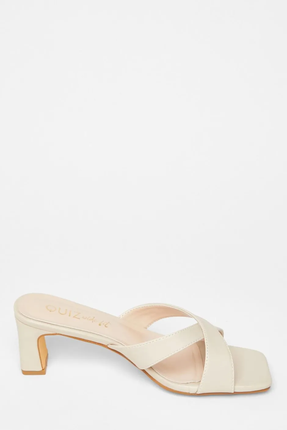 Quiz Wide Fit Mule Heels Nude Sale
