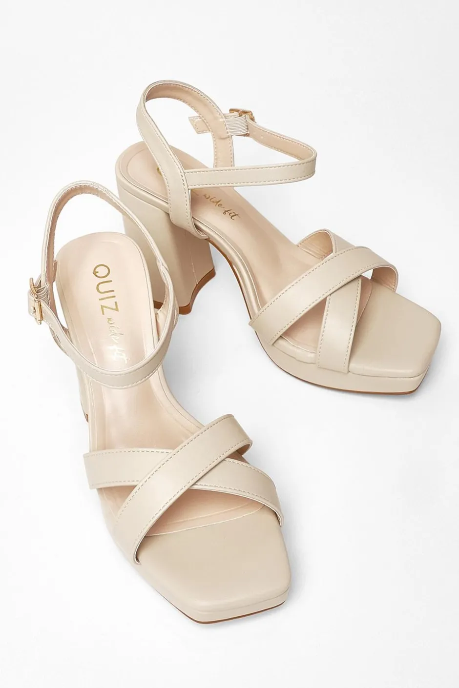 Quiz Wide Fit Platform Heels Nude Online