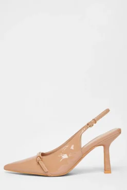 Quiz Wide Fit Slingback Court Heels Nude Outlet