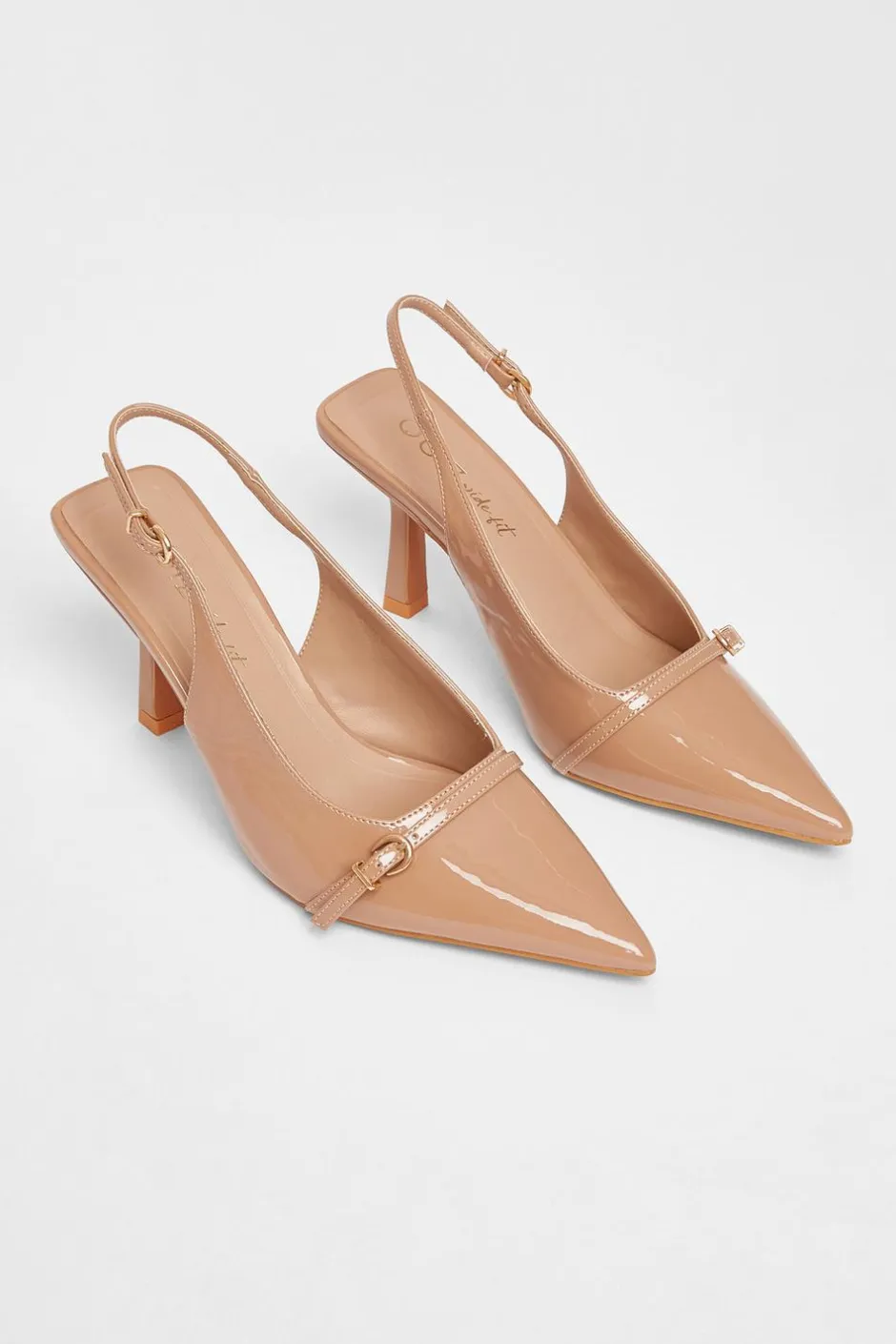 Quiz Wide Fit Slingback Court Heels Nude Outlet