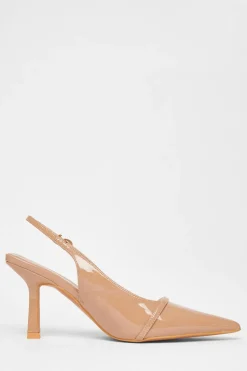 Quiz Wide Fit Slingback Court Heels Nude Outlet