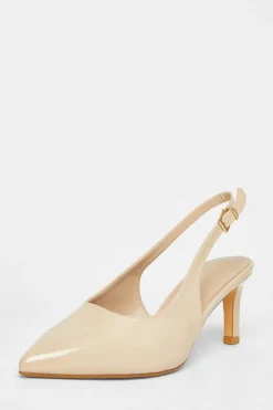 Quiz Wide Fit Slingback Court Heels Nude Outlet
