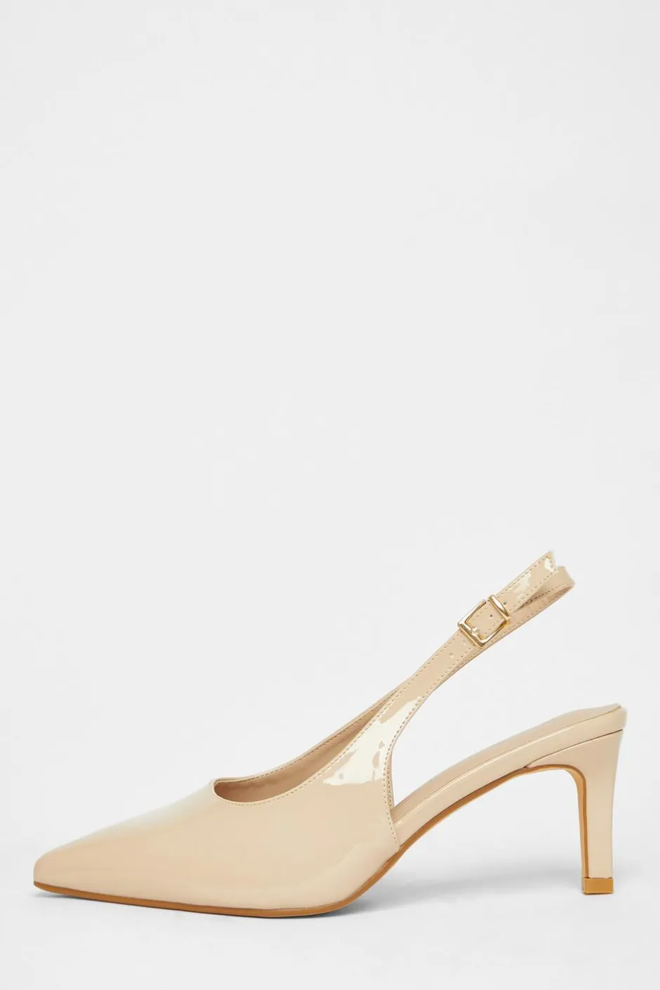 Quiz Wide Fit Slingback Court Heels Nude Outlet