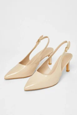 Quiz Wide Fit Slingback Court Heels Nude Outlet