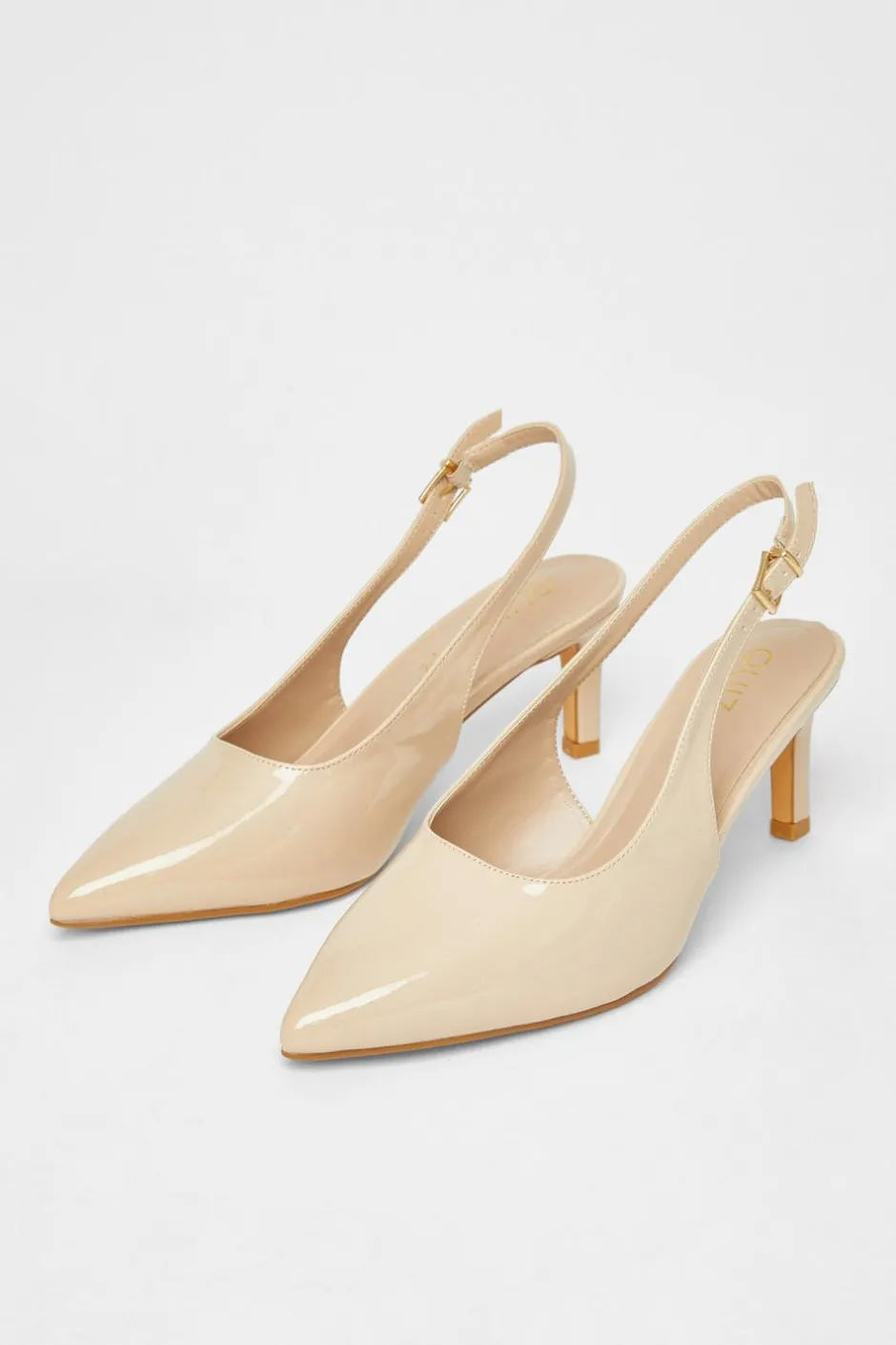 Quiz Wide Fit Slingback Court Heels Nude Outlet