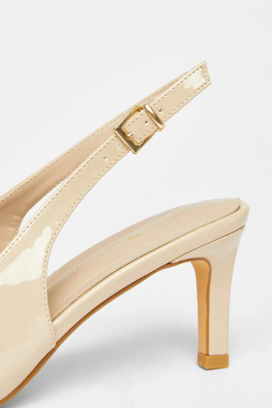 Quiz Wide Fit Slingback Court Heels Nude Outlet