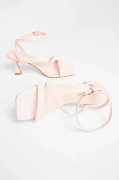 Quiz Wide Fit Asymmetric Strap Heels Pink Outlet