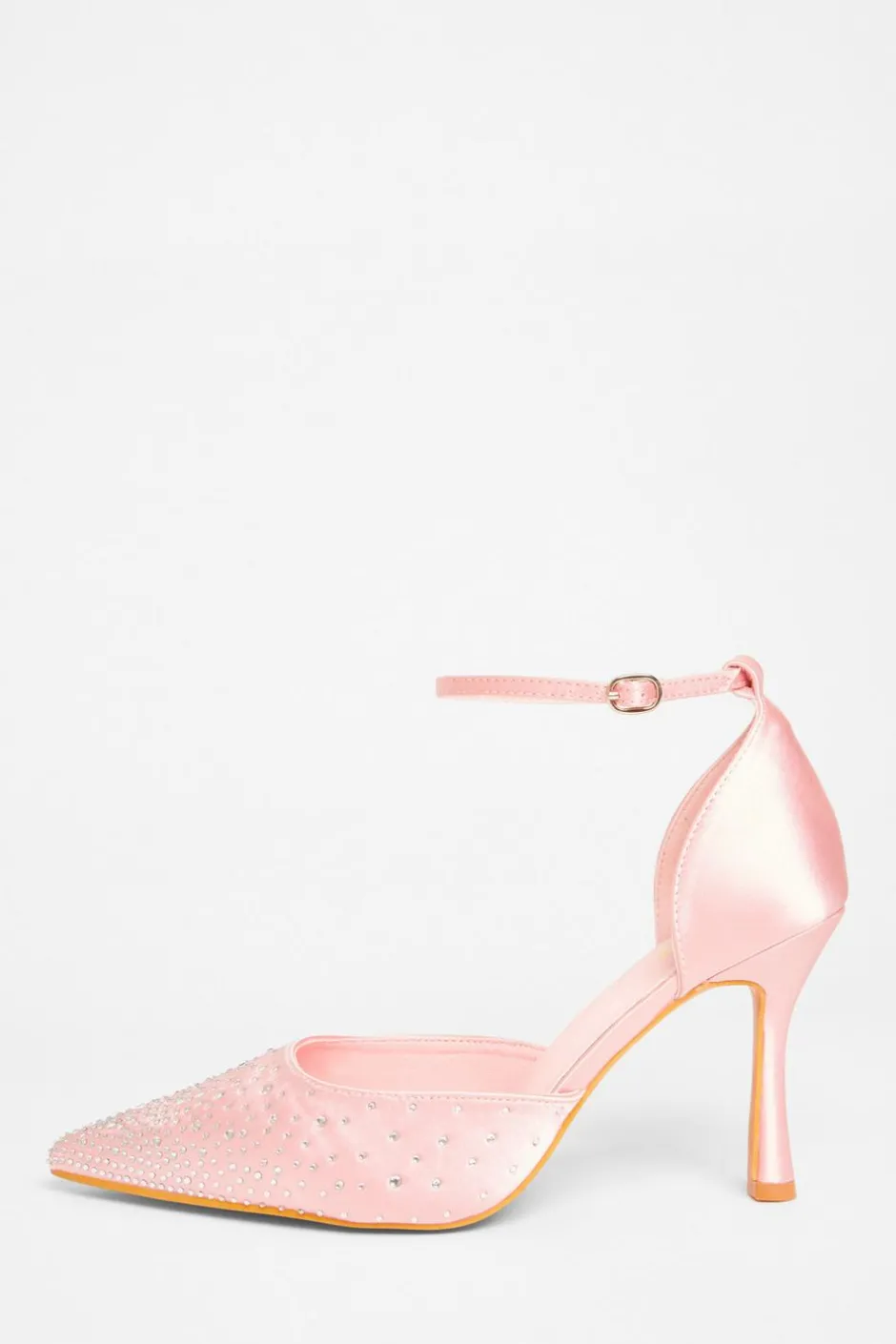 Quiz Wide Fit Diamante Court Heels Pink Outlet