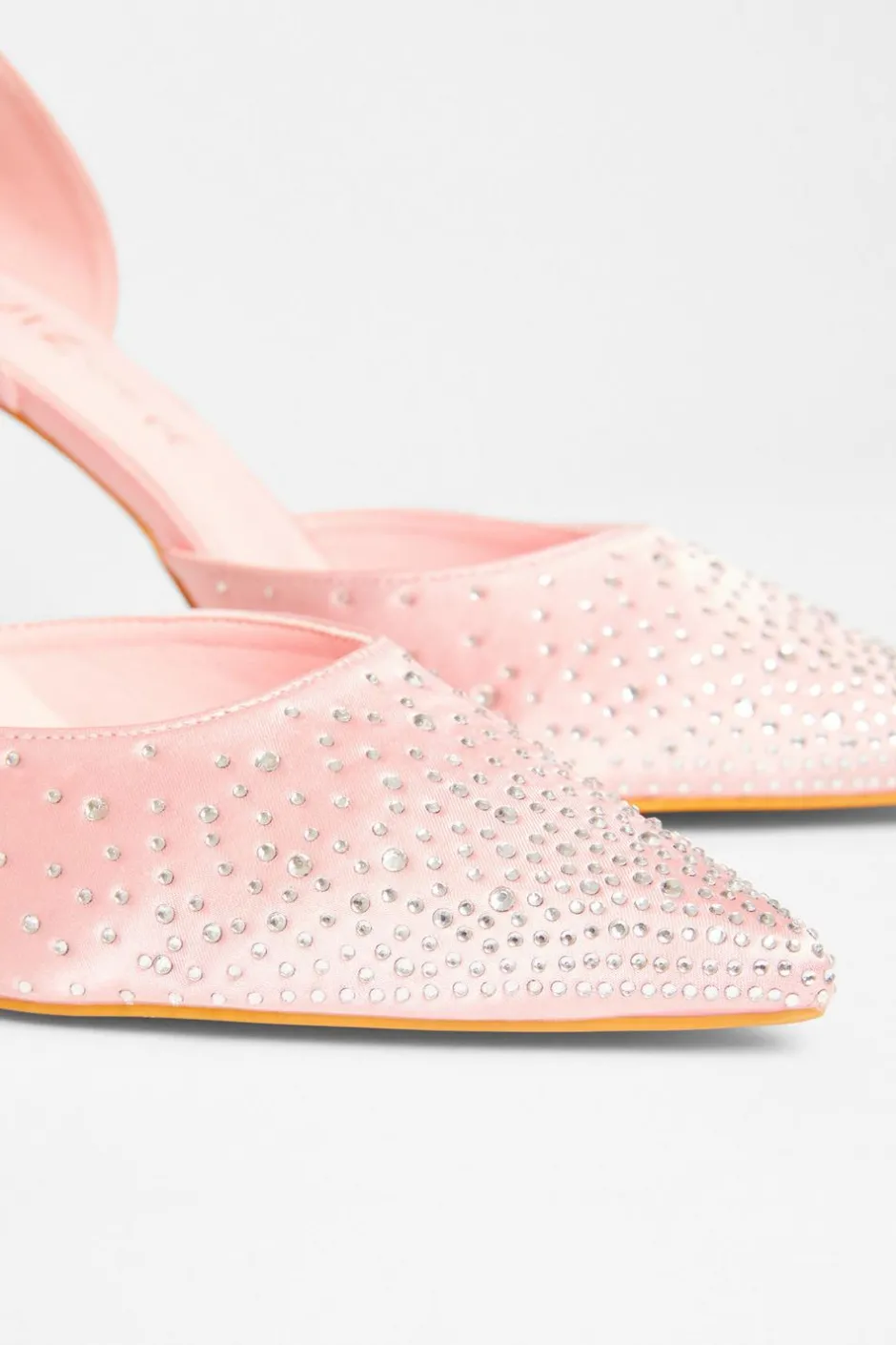 Quiz Wide Fit Diamante Court Heels Pink Outlet