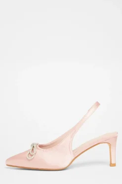 Quiz Wide Fit Sling Back Heels Pink