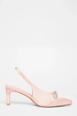 Quiz Wide Fit Sling Back Heels Pink