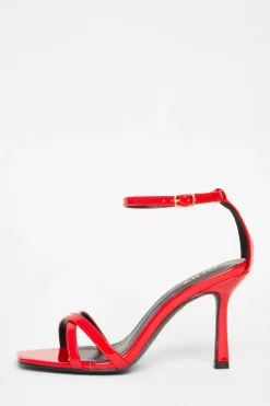 Quiz Wide Fit Barely There Heels Red Sale