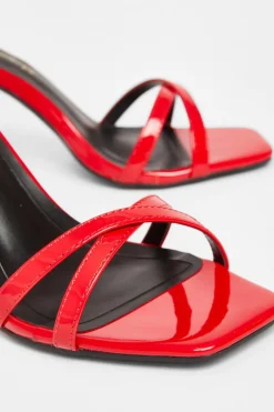 Quiz Wide Fit Barely There Heels Red Sale