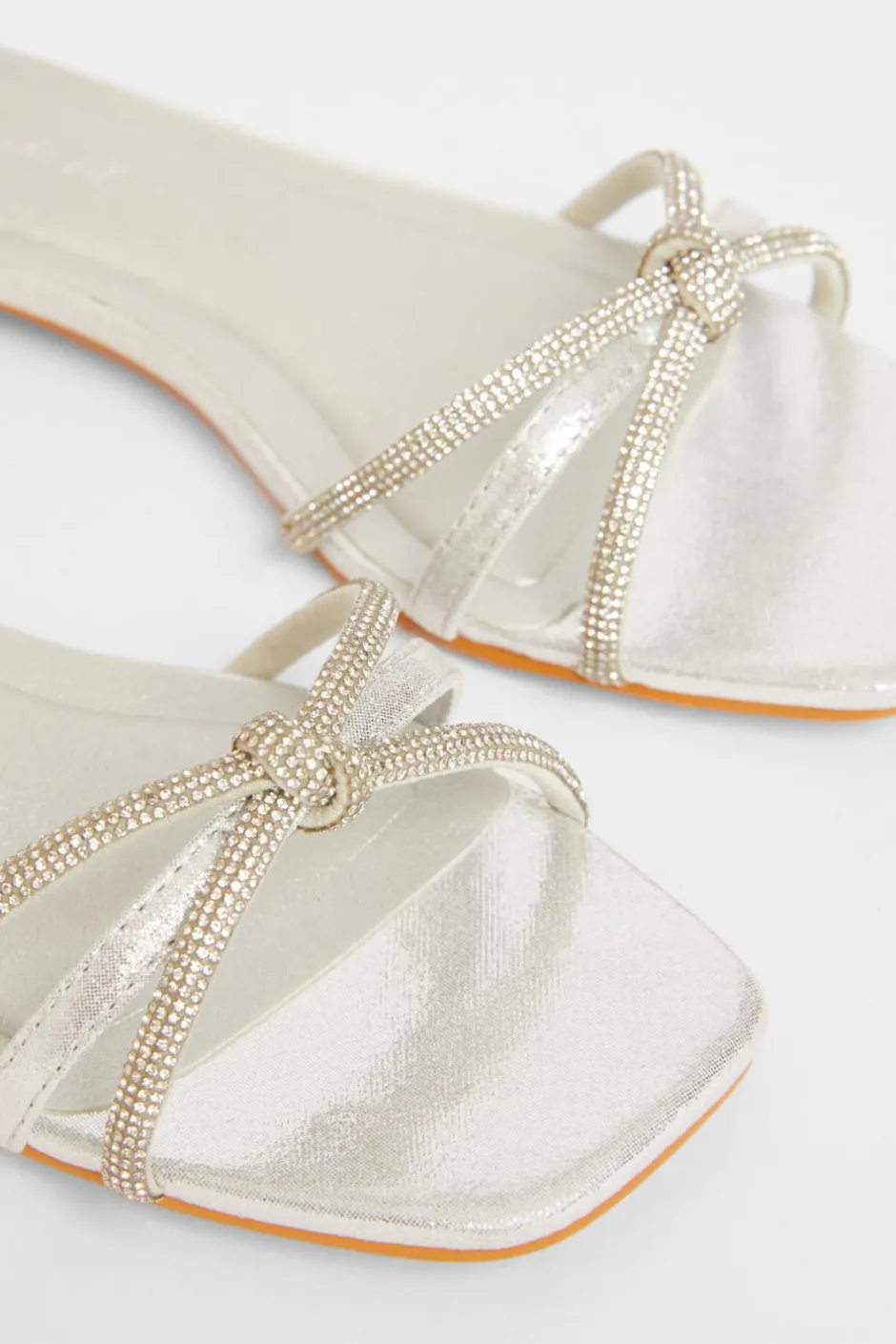 Quiz Wide Fit Knot Front Sandals Silver Online