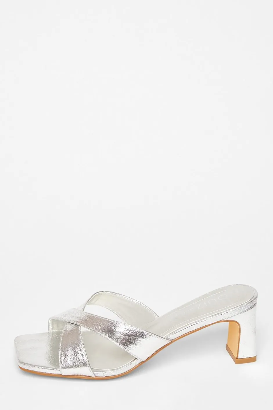 Quiz Wide Fit Mule Heels Silver Best