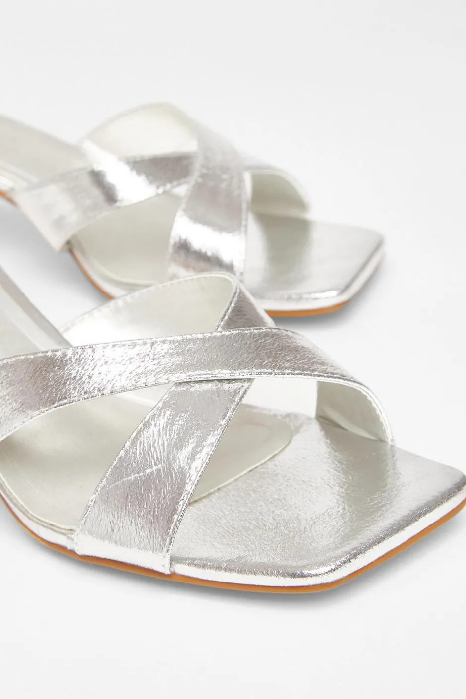 Quiz Wide Fit Mule Heels Silver Best