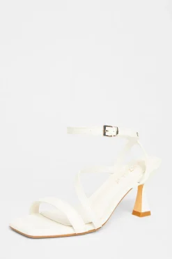Quiz Wide Fit Asymmetric Strap Heels White Online