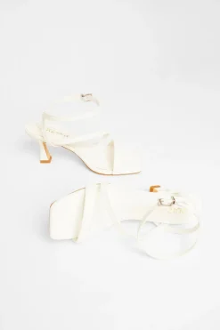 Quiz Wide Fit Asymmetric Strap Heels White Online