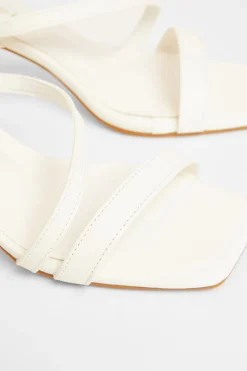 Quiz Wide Fit Asymmetric Strap Heels White Online