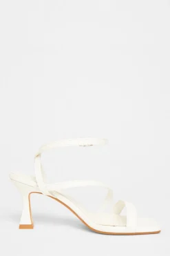 Quiz Wide Fit Asymmetric Strap Heels White Online