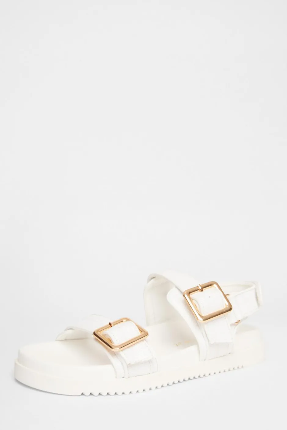 Quiz Wide Fit Double Strap Sandals White Discount