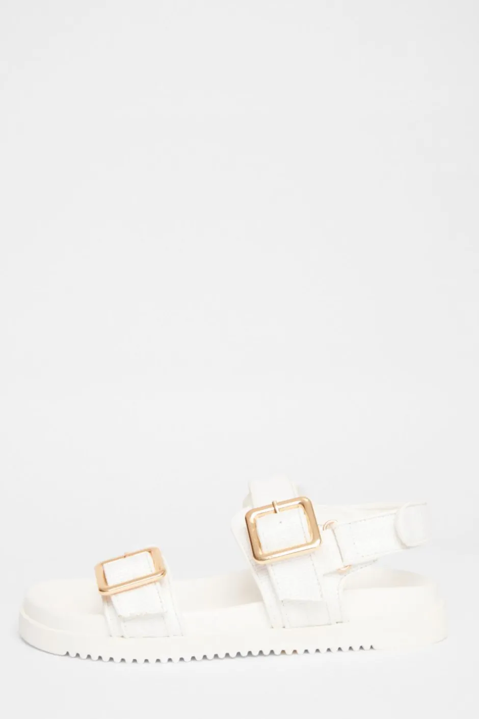 Quiz Wide Fit Double Strap Sandals White Discount