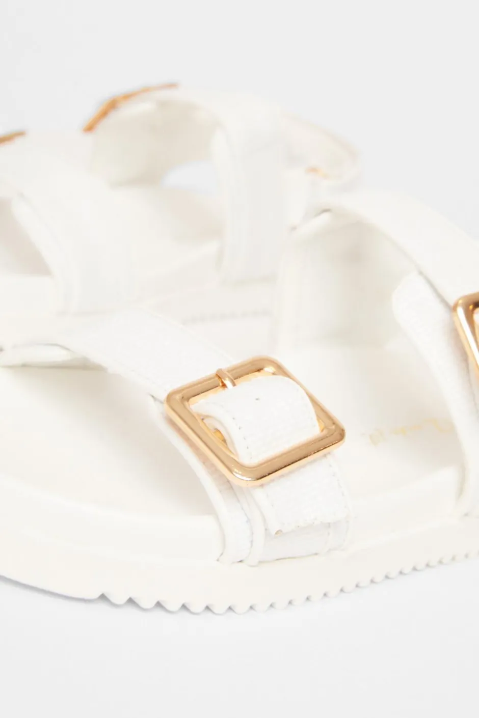 Quiz Wide Fit Double Strap Sandals White Discount
