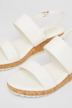 Quiz Wide Fit White Double Strap Low Wedges New