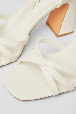 Quiz Wide Fit Faux Leather Block Heels White Discount