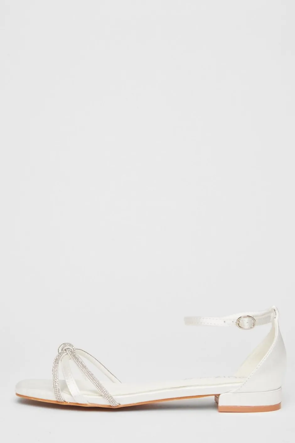 Quiz Wide Fit Knot Front Sandals White New