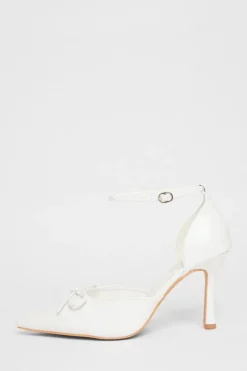 Quiz Wide Fit Patent Bow Heels White Online