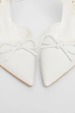 Quiz Wide Fit Patent Bow Heels White Online