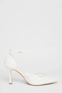 Quiz Wide Fit Patent Bow Heels White Online