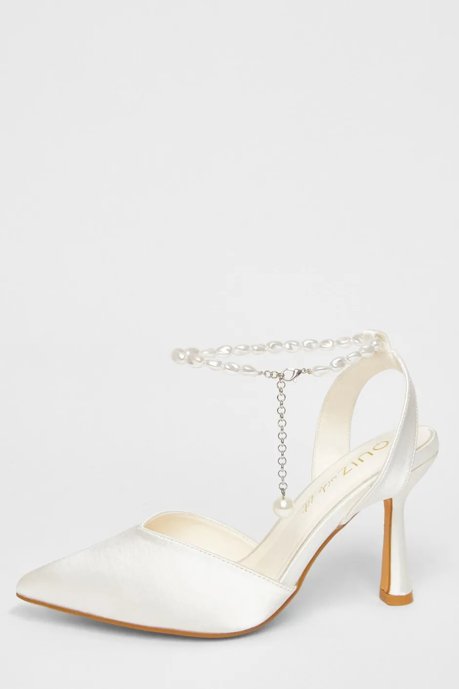 Quiz Wide Fit Pearl Strap Court Heels White Outlet
